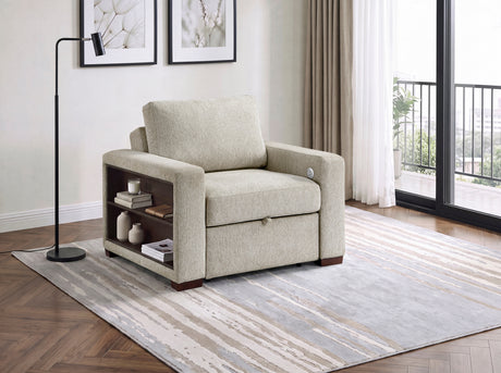 8548-2ACCLA2* (2)CONVERTIBLE CHAIR WITH PULL-OUT BED, CLICK MOTION BACK, TWO ARMS WITH SHELVES AND CHARGING PORTS from Homelegance - Luna Furniture