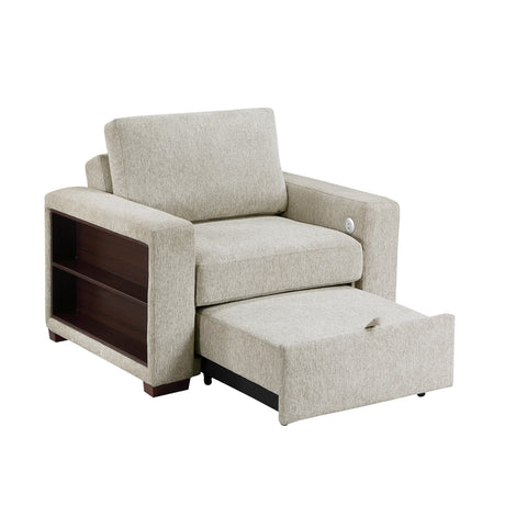 8548-2ACCLA2* (2)CONVERTIBLE CHAIR WITH PULL-OUT BED, CLICK MOTION BACK, TWO ARMS WITH SHELVES AND CHARGING PORTS from Homelegance - Luna Furniture