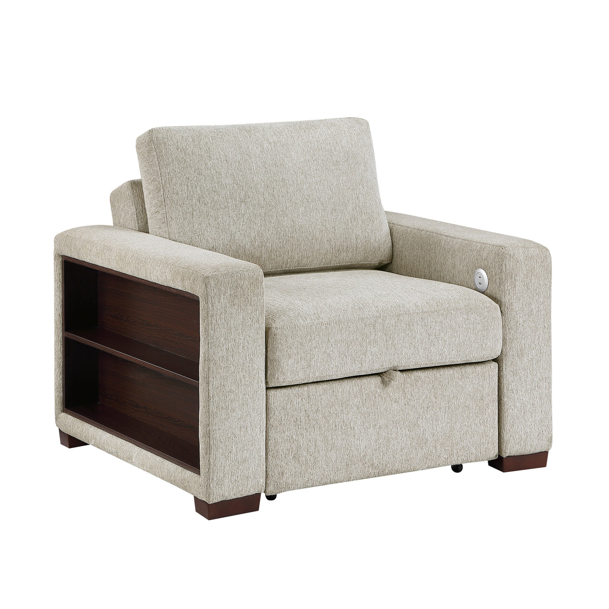 8548-2ACCLA2* (2)CONVERTIBLE CHAIR WITH PULL-OUT BED, CLICK MOTION BACK, TWO ARMS WITH SHELVES AND CHARGING PORTS from Homelegance - Luna Furniture