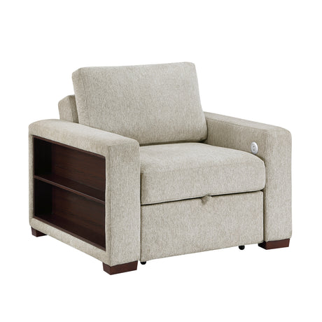 8548-2ACCLA2* (2)CONVERTIBLE CHAIR WITH PULL-OUT BED, CLICK MOTION BACK, TWO ARMS WITH SHELVES AND CHARGING PORTS from Homelegance - Luna Furniture