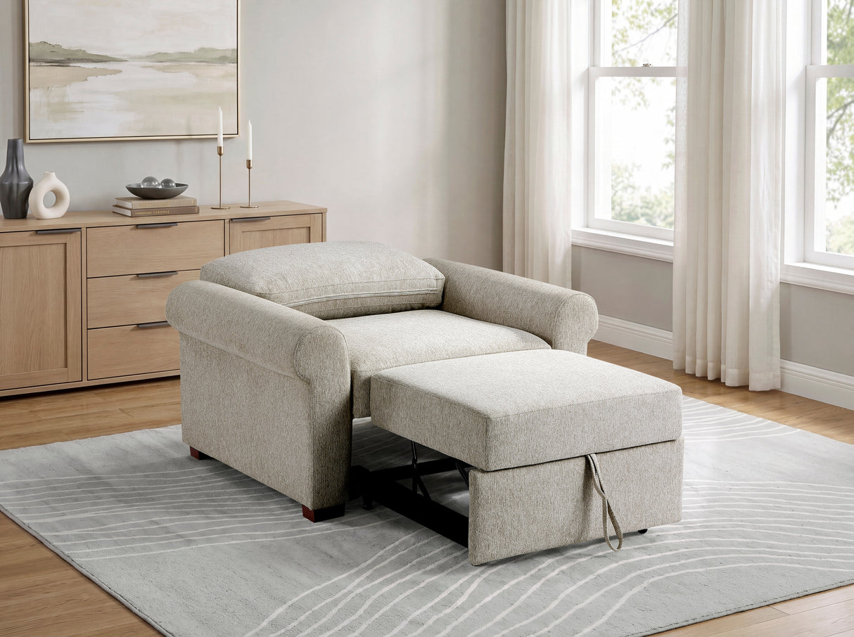 8548-2ACCLA4* (2)CONVERTIBLE CHAIR WITH PULL-OUT BED, CLICK MOTION BACK AND TWO ROLL ARMS from Homelegance - Luna Furniture