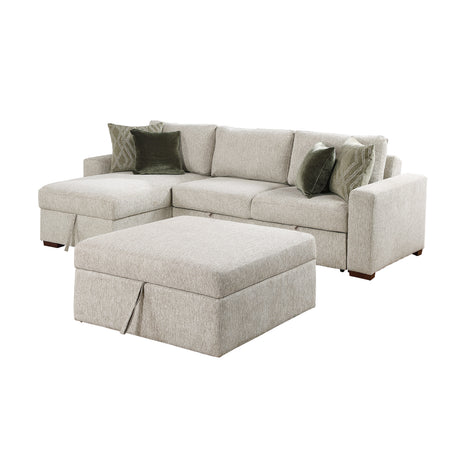 Isla Sage Sand 4-Piece Sectional with Chair and a Half Sleeper and Storage Chaise from Homelegance - Luna Furniture