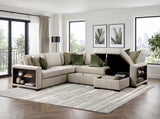 Isla Sage Sand 4-Piece L-Shaped Sleeper Sectional with Reversible Storage Chaise