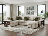 Isla Sage Sand 4-Piece L-Shaped Sleeper Sectional with Reversible Storage Chaise