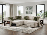 8548*5SC15ACLA2 (5)4-PIECE SECTIONAL WITH REVERSIBLE CHAISE, PULL-OUT BED, HIDDEN STORAGE AND CLICK MOTION BACK from Homelegance - Luna Furniture