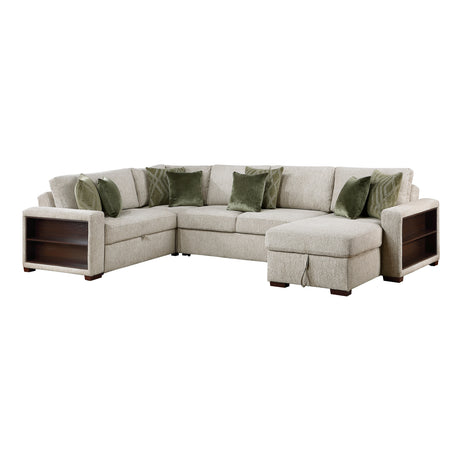 8548*5SC15ACLA2 (5)4-PIECE SECTIONAL WITH REVERSIBLE CHAISE, PULL-OUT BED, HIDDEN STORAGE AND CLICK MOTION BACK from Homelegance - Luna Furniture