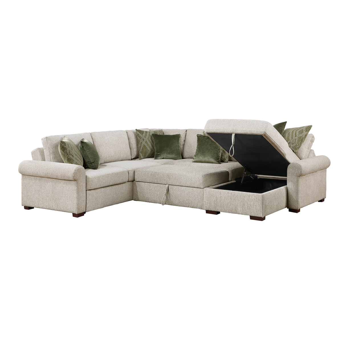 8548*5SC15ACLA4 (5)4-PIECE SECTIONAL WITH REVERSIBLE CHAISE, PULL-OUT BED, HIDDEN STORAGE AND CLICK MOTION BACK from Homelegance - Luna Furniture