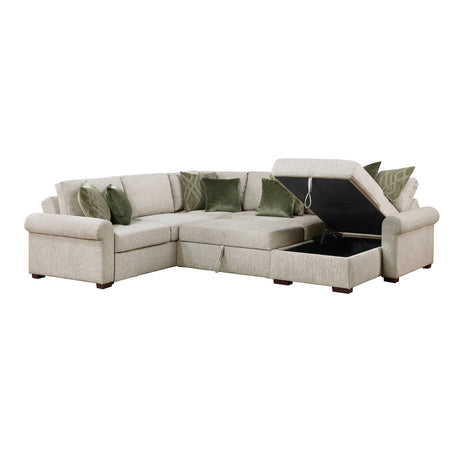8548*5SC15ACLA4 (5)4-PIECE SECTIONAL WITH REVERSIBLE CHAISE, PULL-OUT BED, HIDDEN STORAGE AND CLICK MOTION BACK from Homelegance - Luna Furniture