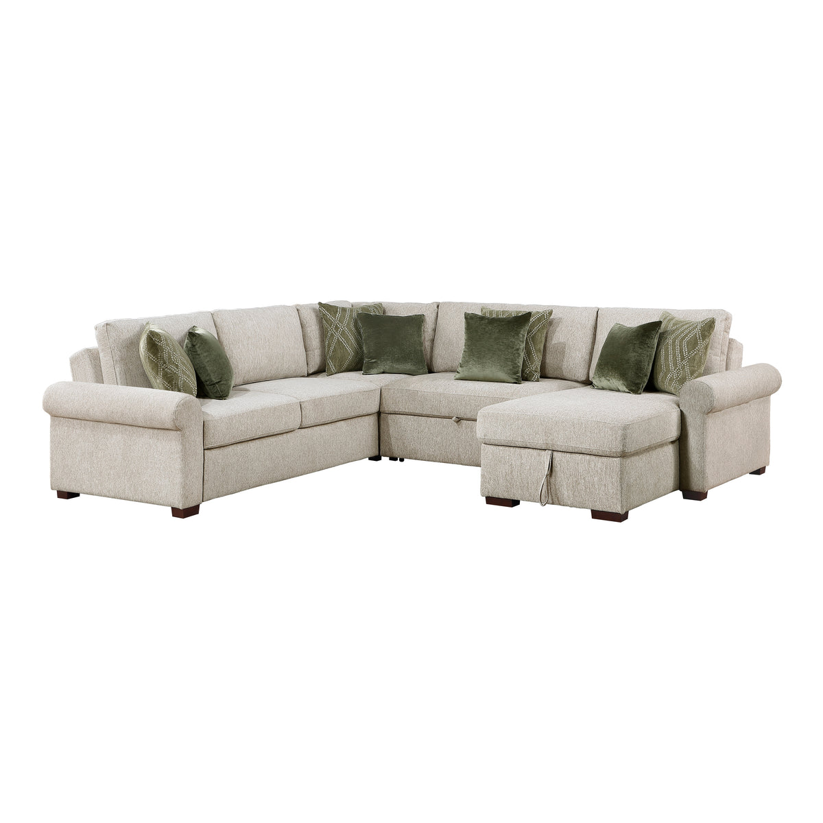8548*5SC15ACLA4 (5)4-PIECE SECTIONAL WITH REVERSIBLE CHAISE, PULL-OUT BED, HIDDEN STORAGE AND CLICK MOTION BACK from Homelegance - Luna Furniture