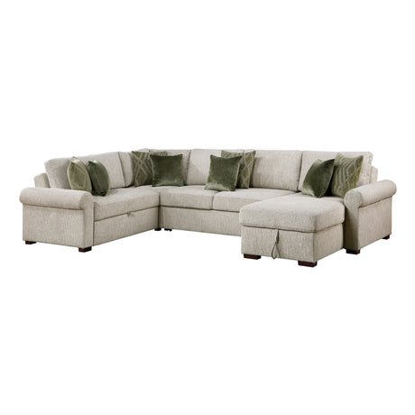 8548*5SC15ACLA4 (5)4-PIECE SECTIONAL WITH REVERSIBLE CHAISE, PULL-OUT BED, HIDDEN STORAGE AND CLICK MOTION BACK from Homelegance - Luna Furniture
