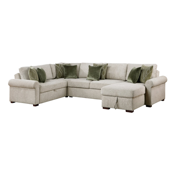 Isla Sage Sand 4-Piece L-Shaped Sleeper Sectional with Reversible Storage Chaise