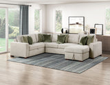 Isla Sage Sand 4-Piece Sectional with Chair and a Half Sleeper and Storage Chaise from Homelegance - Luna Furniture
