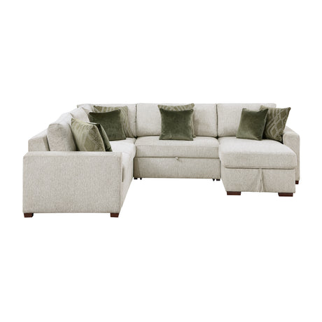 8548*5SC15ACLA (5)4-PIECE SECTIONAL WITH REVERSIBLE CHAISE, PULL-OUT BED, HIDDEN STORAGE AND CLICK MOTION BACK from Homelegance - Luna Furniture