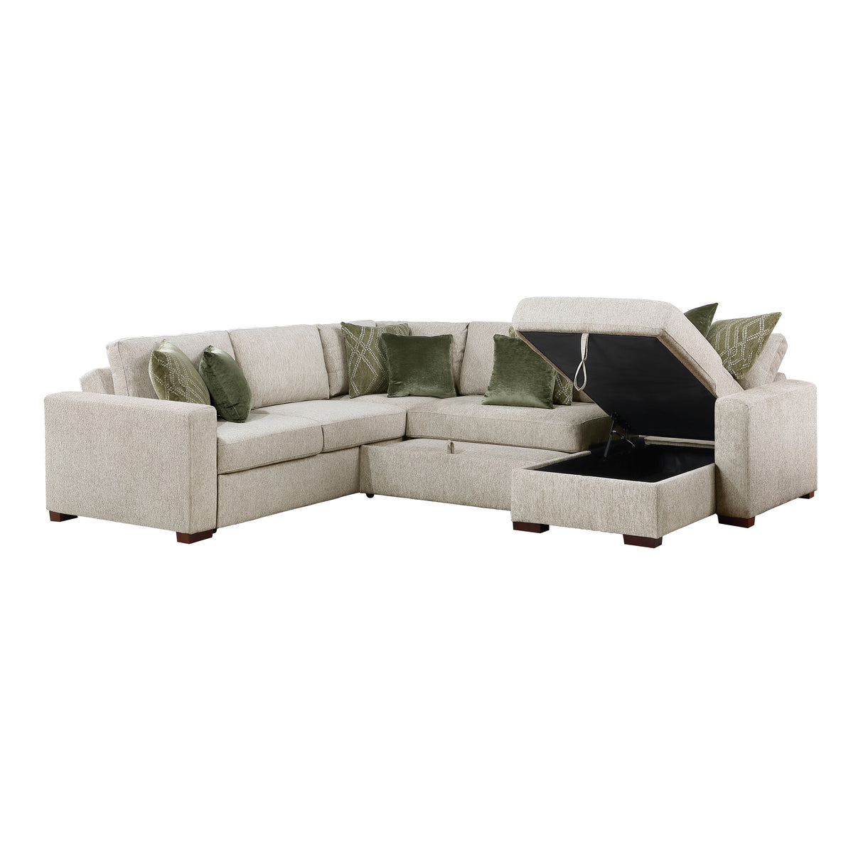 8548*5SC15ACLA (5)4-PIECE SECTIONAL WITH REVERSIBLE CHAISE, PULL-OUT BED, HIDDEN STORAGE AND CLICK MOTION BACK from Homelegance - Luna Furniture