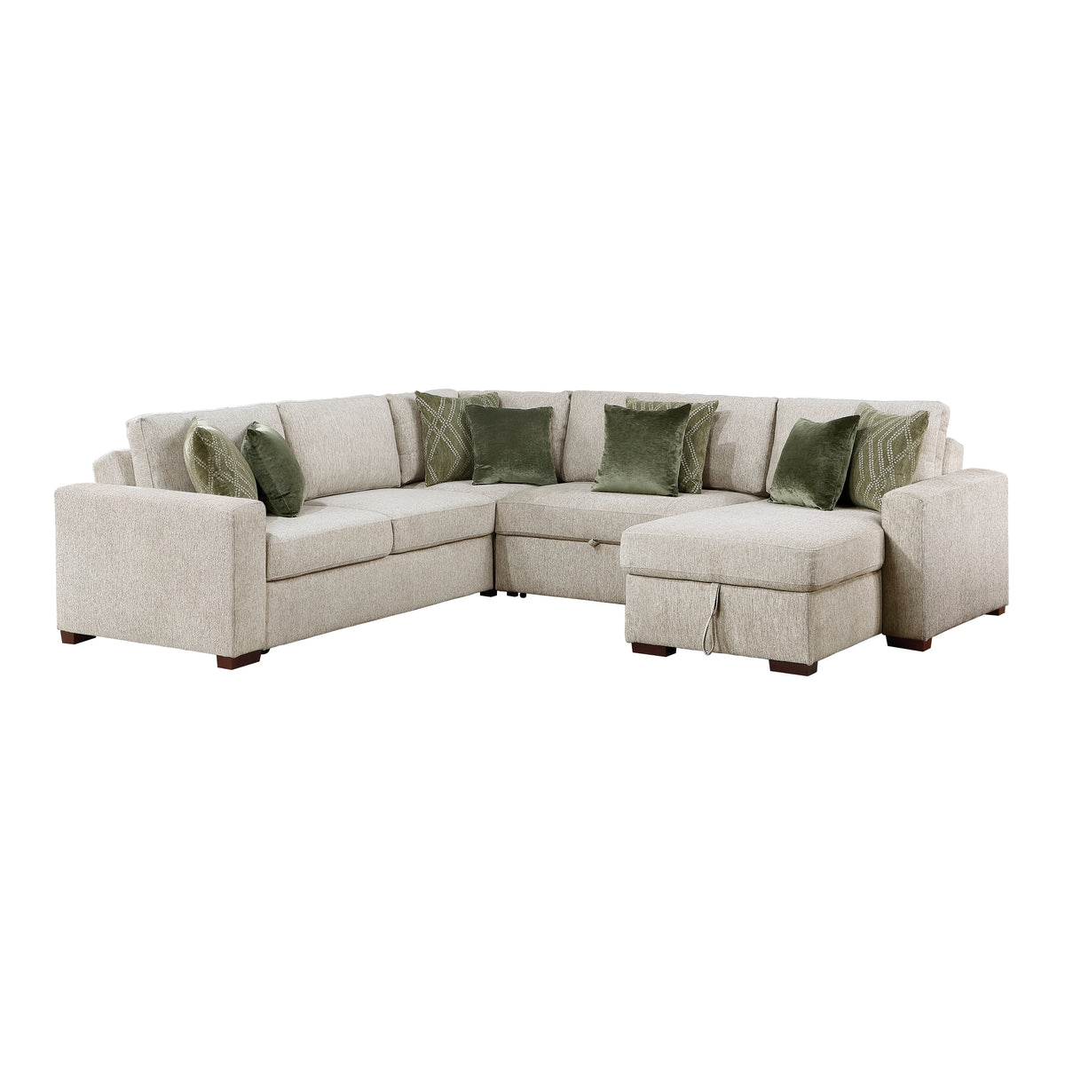 8548*5SC15ACLA (5)4-PIECE SECTIONAL WITH REVERSIBLE CHAISE, PULL-OUT BED, HIDDEN STORAGE AND CLICK MOTION BACK from Homelegance - Luna Furniture