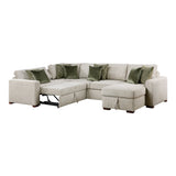 8548*5SC15ACLA (5)4-PIECE SECTIONAL WITH REVERSIBLE CHAISE, PULL-OUT BED, HIDDEN STORAGE AND CLICK MOTION BACK from Homelegance - Luna Furniture