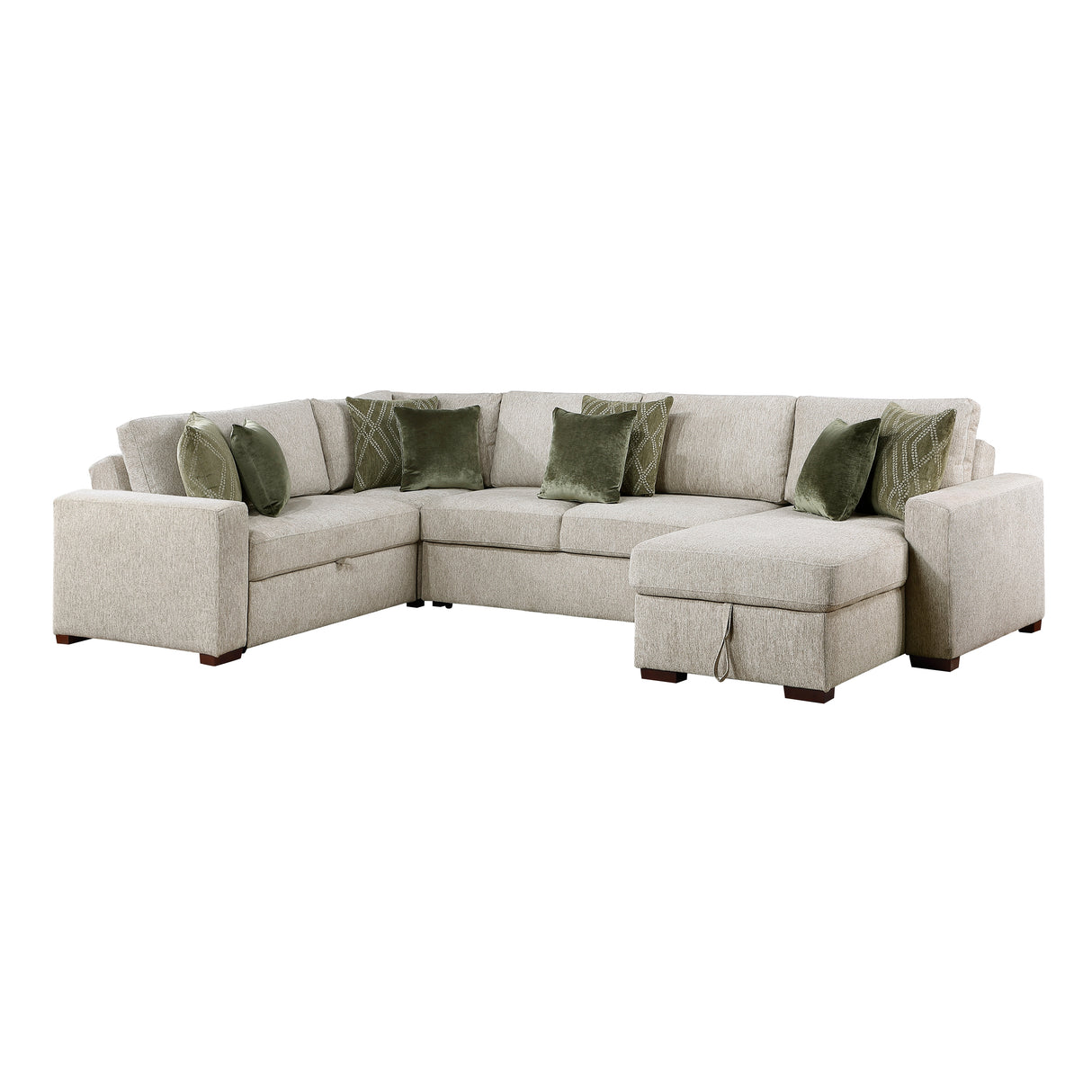 8548*5SC15ACLA (5)4-PIECE SECTIONAL WITH REVERSIBLE CHAISE, PULL-OUT BED, HIDDEN STORAGE AND CLICK MOTION BACK from Homelegance - Luna Furniture