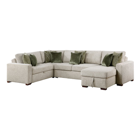 8548*5SC15ACLA (5)4-PIECE SECTIONAL WITH REVERSIBLE CHAISE, PULL-OUT BED, HIDDEN STORAGE AND CLICK MOTION BACK from Homelegance - Luna Furniture