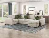 Isla Sage Sand 4-Piece L-Shaped Sectional with Pull-Out Chair Bed and Storage Chaise from Homelegance - Luna Furniture