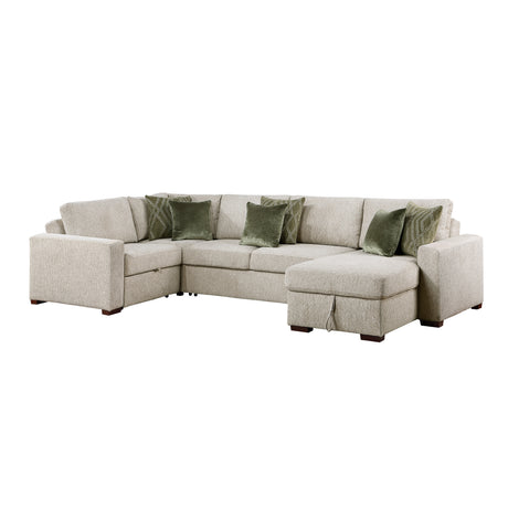 8548*5SCACCLA (5)4-PIECE SECTIONAL WITH REVERSIBLE CHAISE, PULL-OUT BED, HIDDEN STORAGE AND CLICK MOTION BACK from Homelegance - Luna Furniture