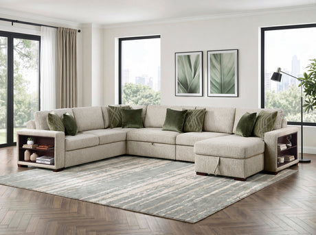 8548*6SC15ACLA2 (6)5-PIECE SECTIONAL WITH REVERSIBLE CHAISE, PULL-OUT BED, HIDDEN STORAGE AND CLICK MOTION BACK from Homelegance - Luna Furniture