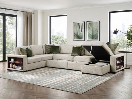 8548*6SC15ACLA2 (6)5-PIECE SECTIONAL WITH REVERSIBLE CHAISE, PULL-OUT BED, HIDDEN STORAGE AND CLICK MOTION BACK from Homelegance - Luna Furniture