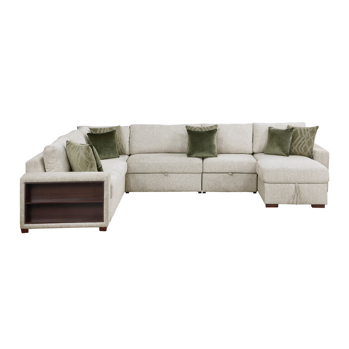 8548*6SC15ACLA2 (6)5-PIECE SECTIONAL WITH REVERSIBLE CHAISE, PULL-OUT BED, HIDDEN STORAGE AND CLICK MOTION BACK from Homelegance - Luna Furniture
