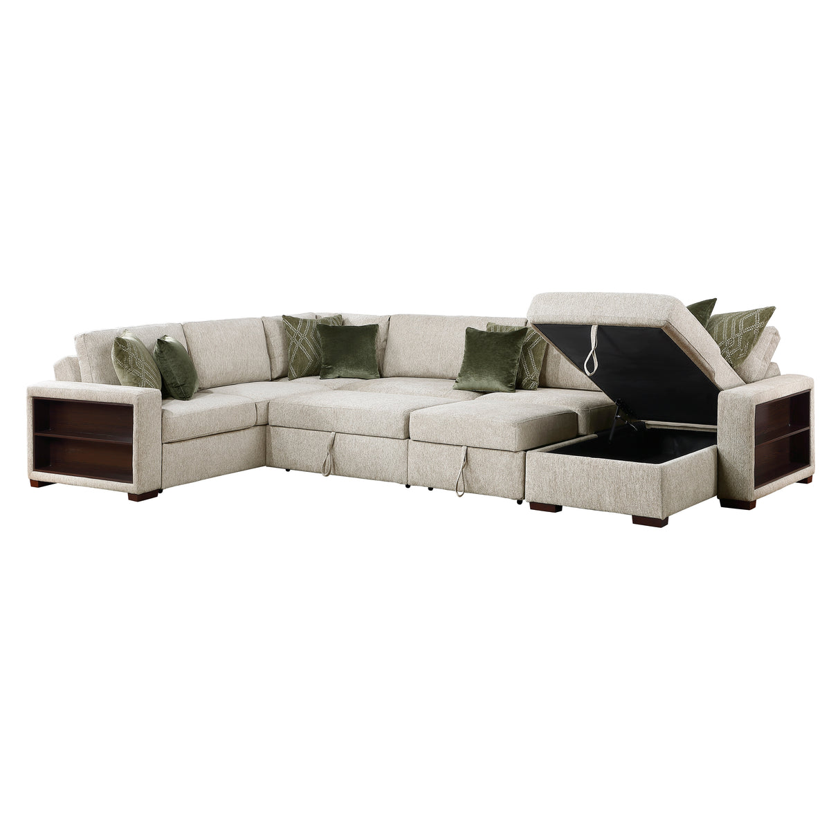 8548*6SC15ACLA2 (6)5-PIECE SECTIONAL WITH REVERSIBLE CHAISE, PULL-OUT BED, HIDDEN STORAGE AND CLICK MOTION BACK from Homelegance - Luna Furniture