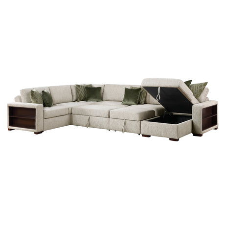 8548*6SC15ACLA2 (6)5-PIECE SECTIONAL WITH REVERSIBLE CHAISE, PULL-OUT BED, HIDDEN STORAGE AND CLICK MOTION BACK from Homelegance - Luna Furniture