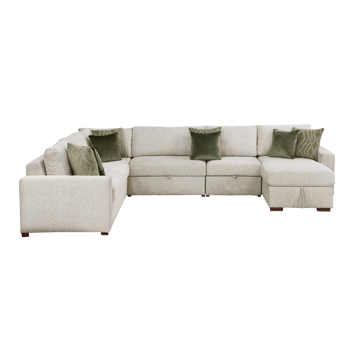 8548*6SC15ACLA (6)5-PIECE SECTIONAL WITH REVERSIBLE CHAISE, PULL-OUT BED, HIDDEN STORAGE AND CLICK MOTION BACK from Homelegance - Luna Furniture