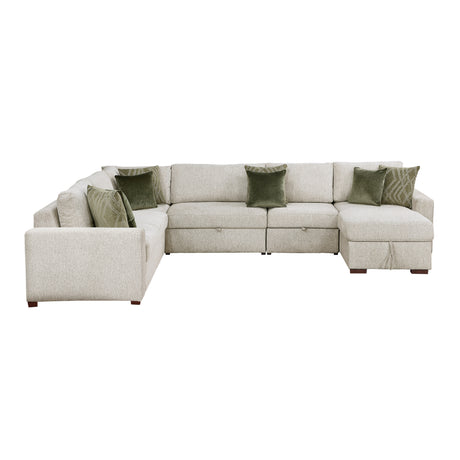 8548*6SC15ACLA (6)5-PIECE SECTIONAL WITH REVERSIBLE CHAISE, PULL-OUT BED, HIDDEN STORAGE AND CLICK MOTION BACK from Homelegance - Luna Furniture