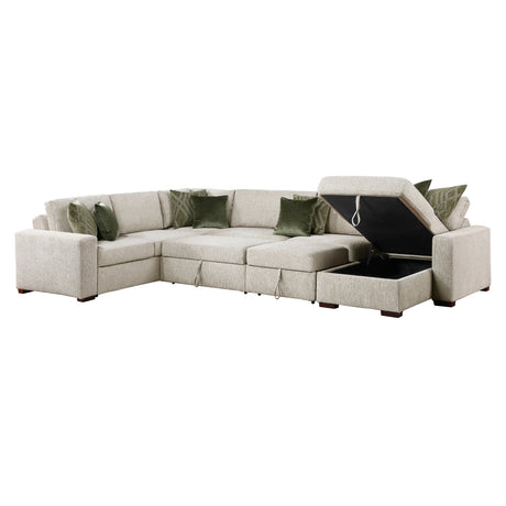 8548*6SC15ACLA (6)5-PIECE SECTIONAL WITH REVERSIBLE CHAISE, PULL-OUT BED, HIDDEN STORAGE AND CLICK MOTION BACK from Homelegance - Luna Furniture