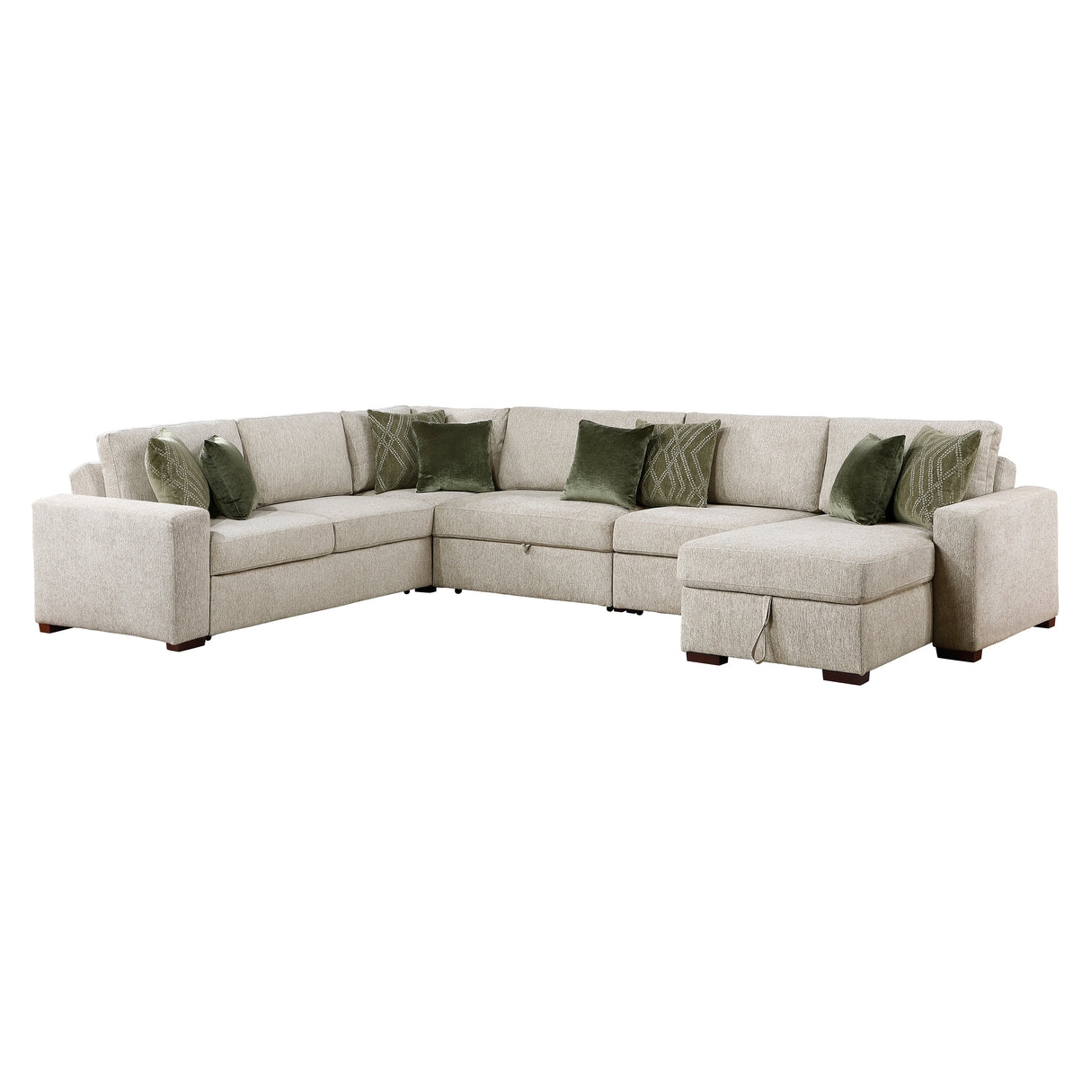 8548*6SC15ACLA (6)5-PIECE SECTIONAL WITH REVERSIBLE CHAISE, PULL-OUT BED, HIDDEN STORAGE AND CLICK MOTION BACK from Homelegance - Luna Furniture