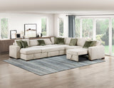 Isla Sage Sand 5-Piece Modular Sectional with Dual Pull-Out Beds and Storage Chaise from Homelegance - Luna Furniture