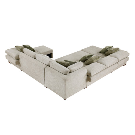 8548*6SCACCLA (6)5-PIECE SECTIONAL WITH REVERSIBLE CHAISE, PULL-OUT BED, HIDDEN STORAGE AND CLICK MOTION BACK from Homelegance - Luna Furniture