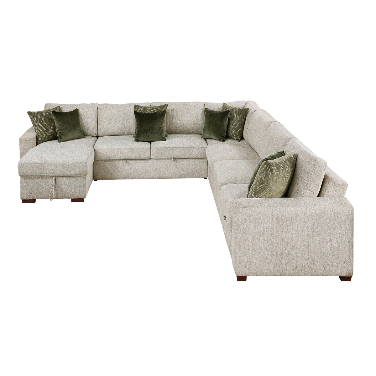 8548*6SCACCLA (6)5-PIECE SECTIONAL WITH REVERSIBLE CHAISE, PULL-OUT BED, HIDDEN STORAGE AND CLICK MOTION BACK from Homelegance - Luna Furniture