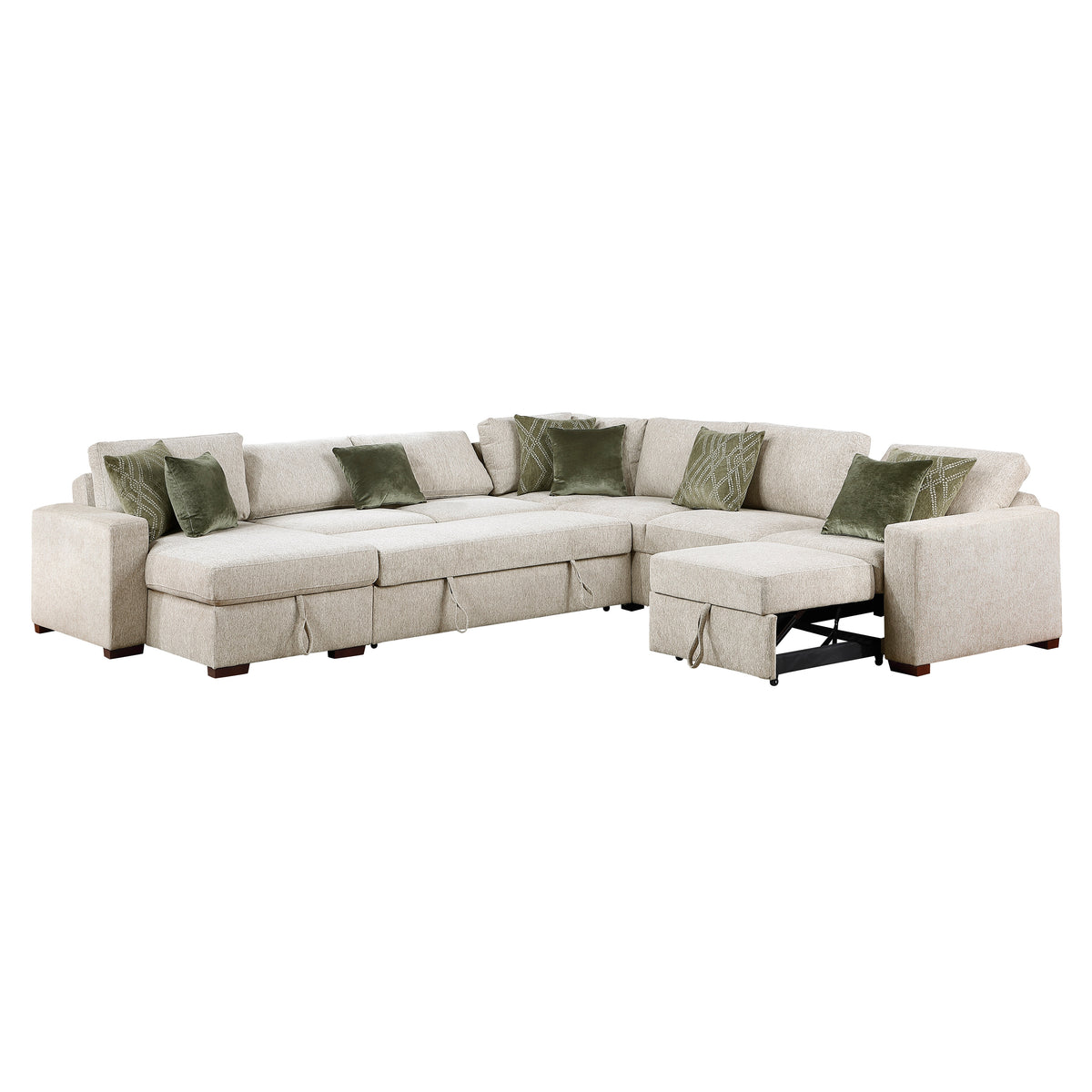 8548*6SCACCLA (6)5-PIECE SECTIONAL WITH REVERSIBLE CHAISE, PULL-OUT BED, HIDDEN STORAGE AND CLICK MOTION BACK from Homelegance - Luna Furniture