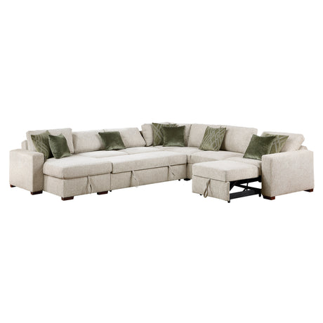 8548*6SCACCLA (6)5-PIECE SECTIONAL WITH REVERSIBLE CHAISE, PULL-OUT BED, HIDDEN STORAGE AND CLICK MOTION BACK from Homelegance - Luna Furniture