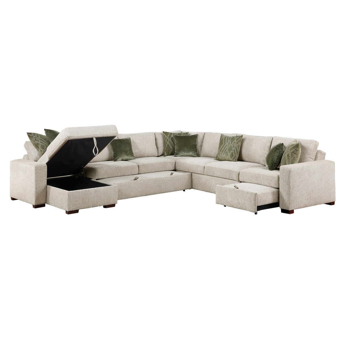 8548*6SCACCLA (6)5-PIECE SECTIONAL WITH REVERSIBLE CHAISE, PULL-OUT BED, HIDDEN STORAGE AND CLICK MOTION BACK from Homelegance - Luna Furniture