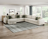 Isla Beige 5-Piece Sectional with Pull-out Bed and Click Motion Back