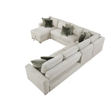 Isla Beige 5-Piece Sectional with Pull-out Bed and Click Motion Back