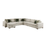 Isla Beige 5-Piece Sectional with Pull-out Bed and Click Motion Back