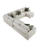 Isla Beige 5-Piece Sectional with Pull-out Bed and Click Motion Back