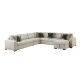 Isla Beige 5-Piece Sectional with Pull-out Bed and Click Motion Back