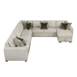 Isla Beige 5-Piece Sectional with Pull-out Bed and Click Motion Back