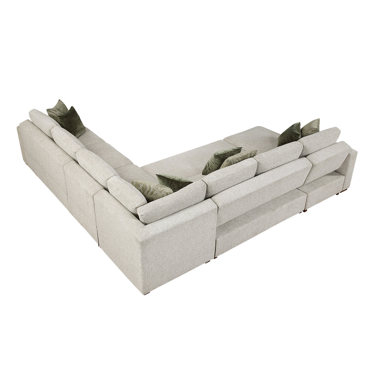Isla Beige 5-Piece Sectional with Pull-out Bed and Click Motion Back