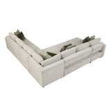 Isla Beige 5-Piece Sectional with Pull-out Bed and Click Motion Back