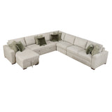 Isla Beige 5-Piece Sectional with Pull-out Bed and Click Motion Back