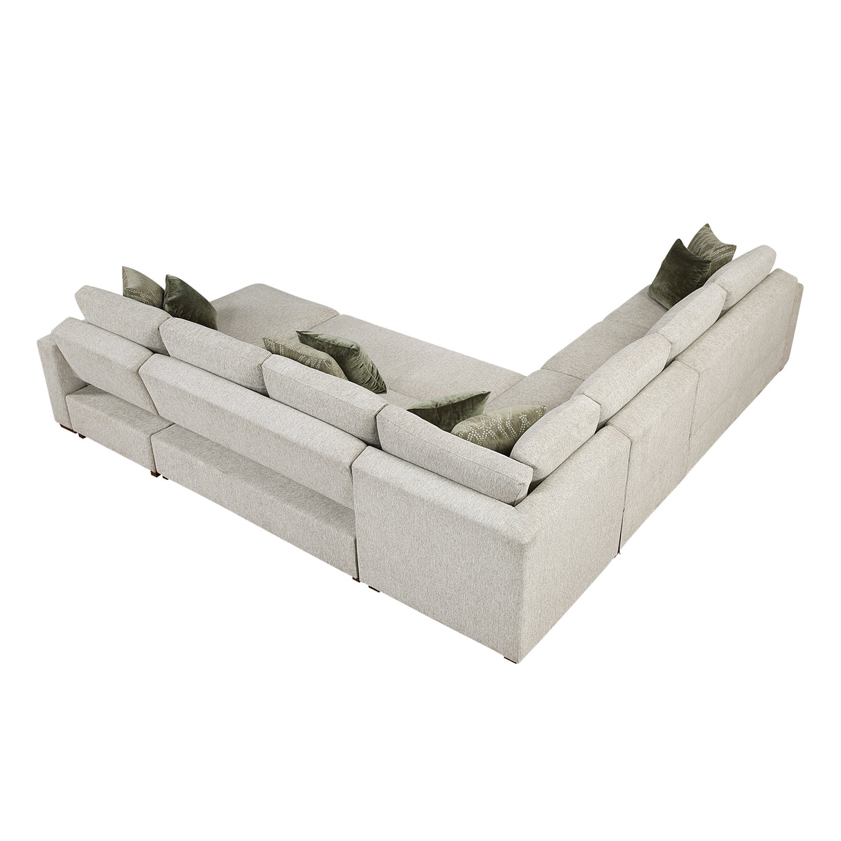 Isla Beige 5-Piece Sectional with Pull-out Bed and Click Motion Back
