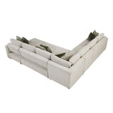 Isla Beige 5-Piece Sectional with Pull-out Bed and Click Motion Back